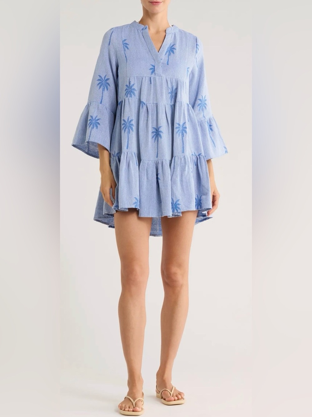Elan Bell Sleeve Cotton Cover-Up Dress